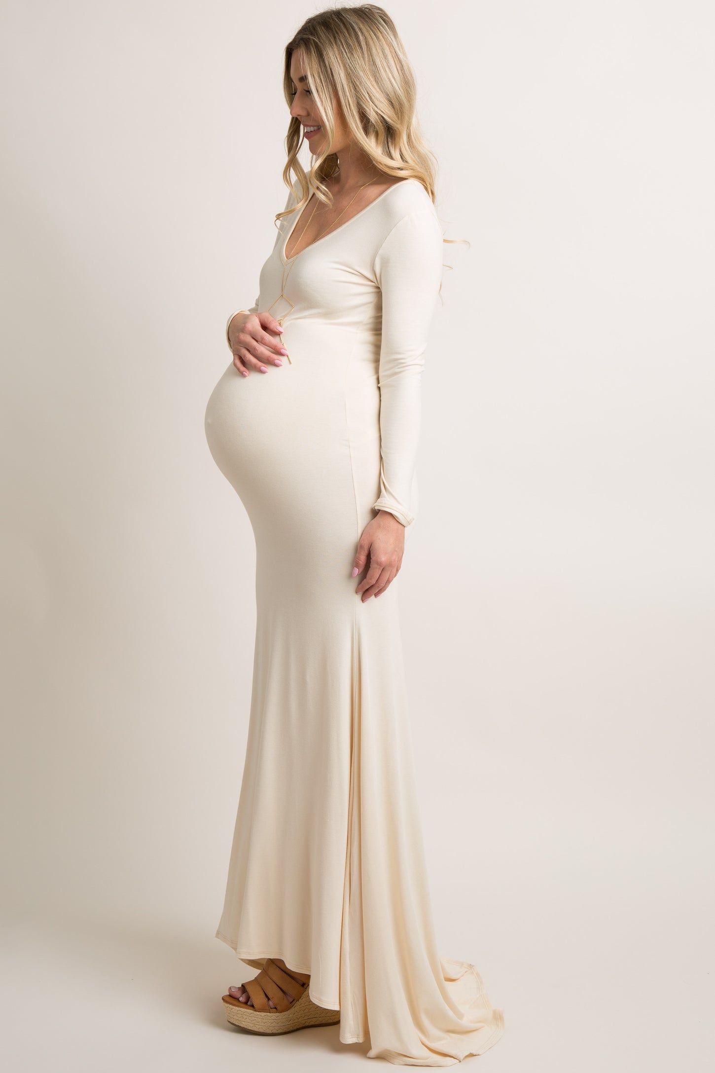 maternity beige dress